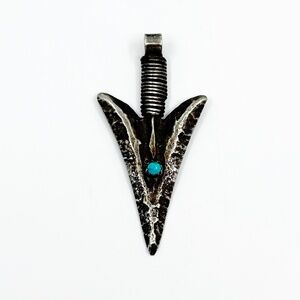 Navajo Wilson Padilla sterling silver turquoise arrowhead pendant